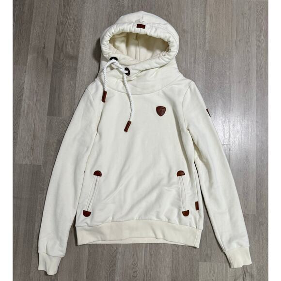 Wanakome Cream Beige Hooded Pullover Sweatshirt Size Medium - Picture 1 of 16